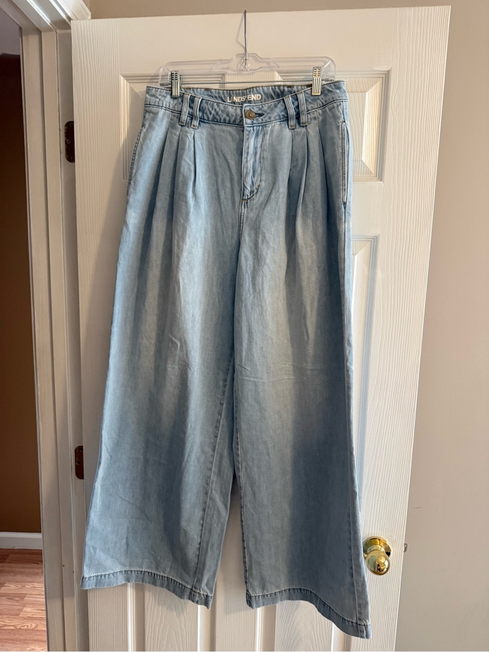Lands' End Pleated Light Blue Wide Leg Jeans NWT Never Worn